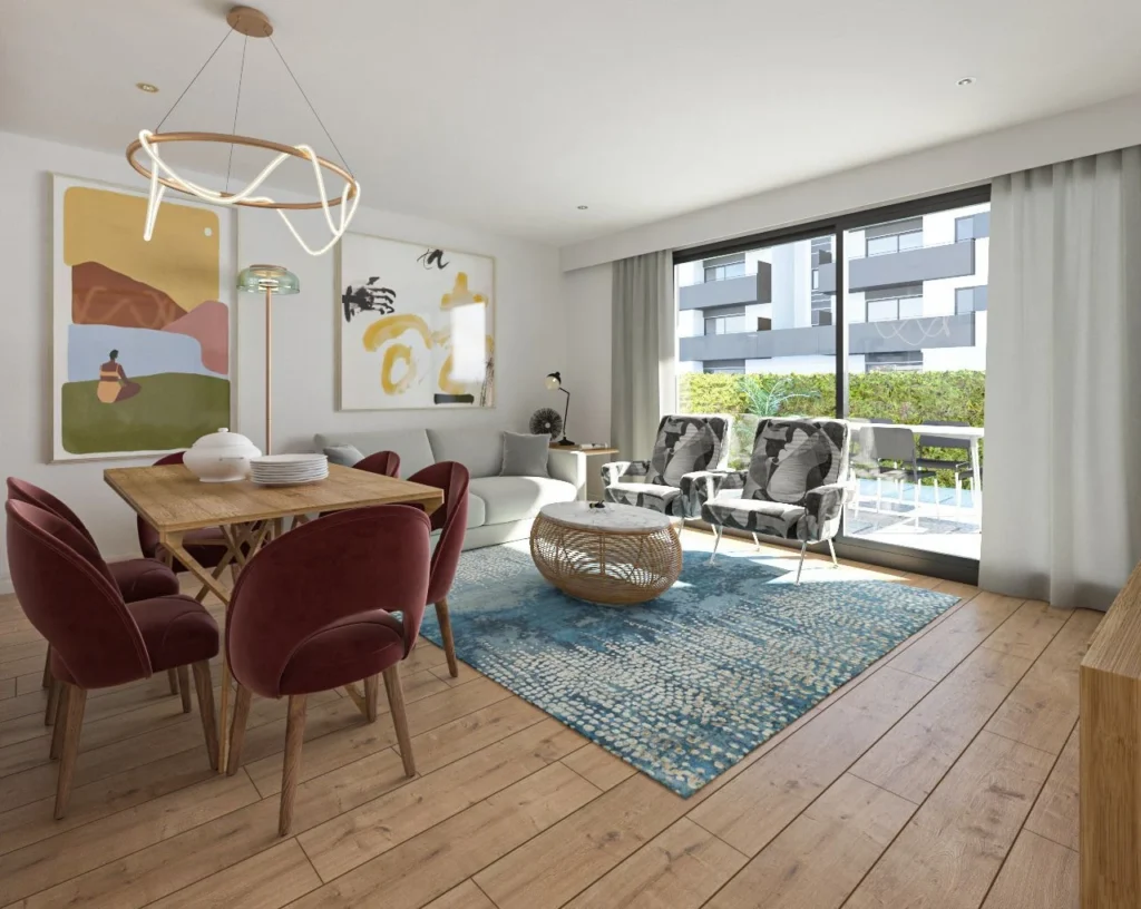 Salón luminoso de obra nueva en Córdoba con cocina integrada y acabados de calidad, vivienda que encaja hoy